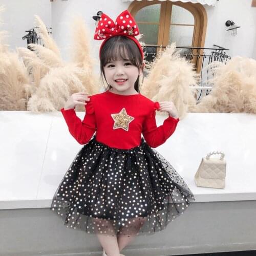 Casual Summer Girls Dresses Toddler Kids Baby Glitter Stars Polka Dots Dress For Girl Children Boutique Clothing 2-8 Years