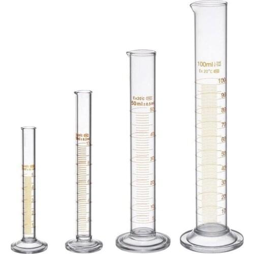 PPYY NEW -Thick Glass Graduated Measuring Cylinder Set 5ml 10ml 50ml 100ml Glass with Two Brushes