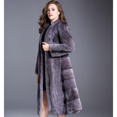 Brand luxury women natural mink fur jacket long style with sashes elegant lady high quality Imported winter fur coat