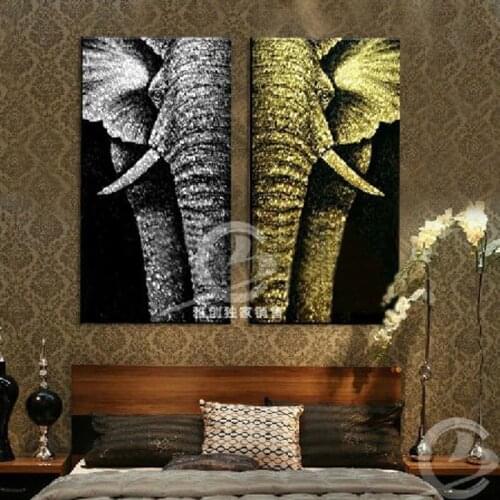 Modern abstract fashion oil painting on canvas for home decoration gold elephant wall art home decoration