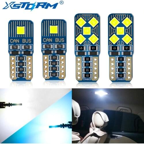2Pcs T10 W5W Led Canbus WY5W Bulb No Error 194 168 501 2825 Car Interior Lights Wedge Tail Side Auto Lamp 12V 6000K White Blue