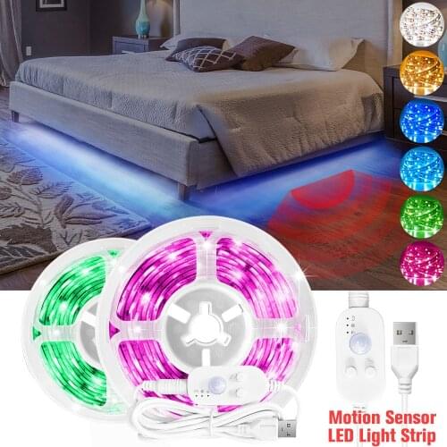 LED Light Strip Motion Sensor Switch Smart Dimmable SMD2835 DC 5V 2A USB Tape Diode TV Backlight Kitchen Night Lamp 0.5M - 5M