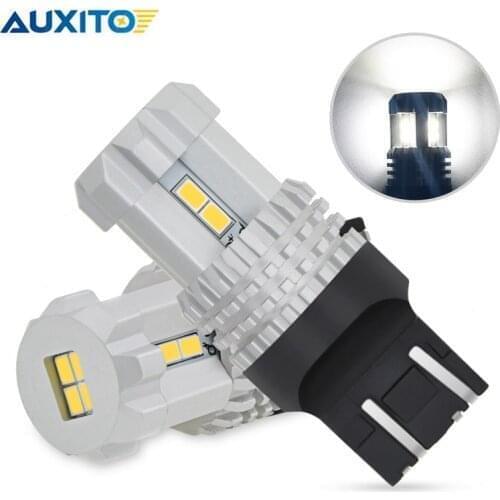AUXITO W21/5W LED T20 Canbus 7443 No Error 7440 W21W LED Bulb For Lada Vesta Kalina Daytime Running Lights 6000K White Red 12V