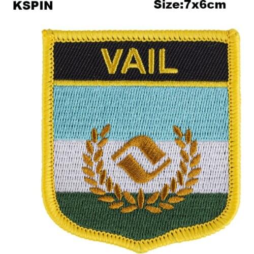 Vail Shield Shape Flag patches embroidered flag patches national flag patches for Cothing DIY Decoration