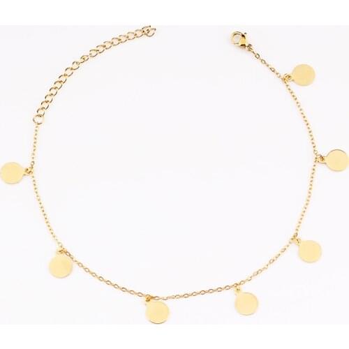 Women Bohemian Round Tassel pendants Simple Pendants Female gold Beach Barefoot Bracelet Leg Foot Chain Anklet Crochet Holiday