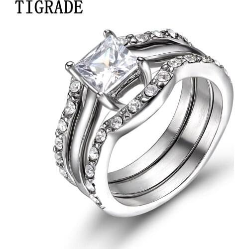 TIGRADE Silver Color Women Stainless Steel Ring Set Vintage Jewelry Rings For Women Anel Feminino Conjunto Aneis Anillos