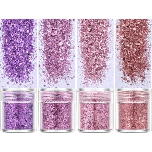 1 Box 10ml Nail Glitter Powder Pink Purple Shiny Hexagon Shape Powder Nail Glitter Dust Tips DIY Nail Art Decoration