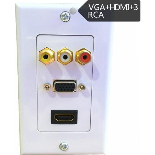 1pc Set Top Box Lotus Audio Video VGA RCA Audio HDMI-Compatiable HD Solderless Wall Socket Multimedia Panel