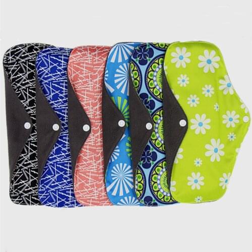 2pcs Washable Menstrual Pad Waterproof Reusable Bamboo Sanitary Cotton Cloth Pads Feminine Hygiene Panty Liner Soft Towel Pads