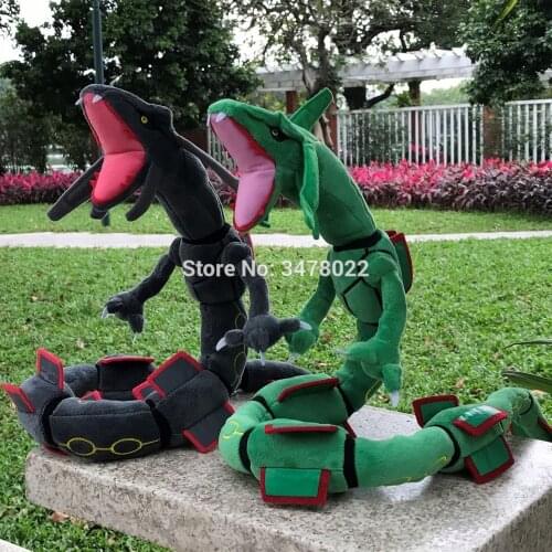 2 Styles Dragon Plush Toy Mega Rayquaza 80CM Green And Shiny Black Soft Stuffed Animal Cartoon Figures Doll