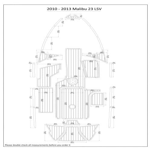 2010 - 2013 Malibu 23 LSV Swim Step & Cockpit Pad Boat EVA Teak Decking 1/4" 6mm