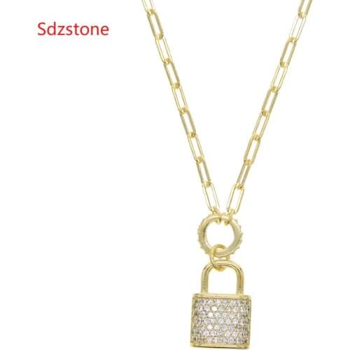 925 Silver 41+5cm Chain Lover Lock Pendant Necklace Steampunk Padlock Link Chain Necklace Collier Best Couple Jewelry Gift