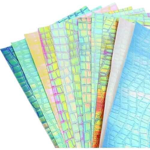 David accessories 20*33cm Plain Iridescent Faux Synthetic Leather Fabric DIY Bow Phone Cover Material Home Decoration,10Yc11082