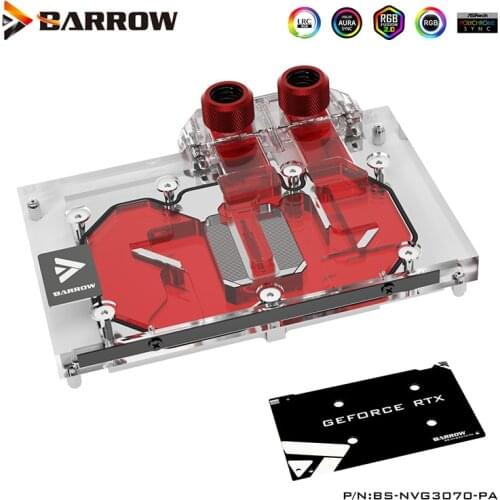Barrow GPU Water Block For NVIDIA RTX 3070 ,3060TI Full Cover ,5V Copper Water Cooler , With Back Plate ,BS-NVG3070-PA