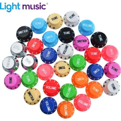 Free Shipping Multi Color Electric Guitar Speed Control Knobs Guitar Pot Buttons Cap (2 Tone & 1 Volume A Set)