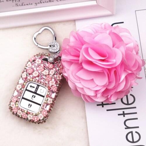 Car Key Case For Honda CIVIC ACCORD FitSaloon ODYSSEY xrv crv urv Auto Key Bag Cover Protector Key Crystal diamond car styling