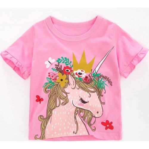 Bambino New Year 2021Tshirt for Girls Floral Summer Children Tops 2-7Years Little Kids Clothing Baby Costume Pure Cotton Shirt