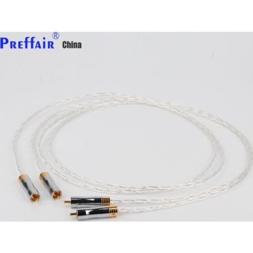 Hifi 8N OCC Copper Silver Plated RCA to RCA Cable RCA plug to rca Male audio Cable