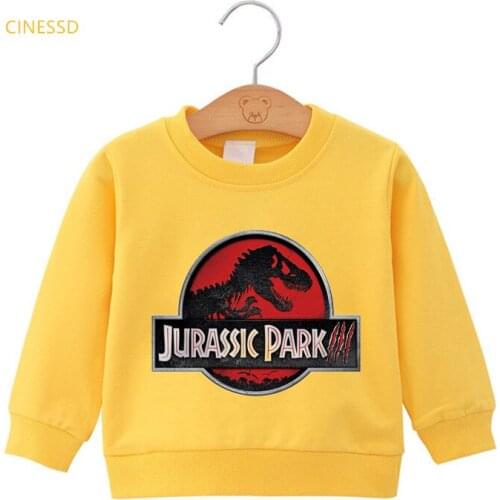 Dinosaur print jurassic park hoodies autumn winter boys clothes children girls top plus velvet sweatshirt kids outerwear hoody
