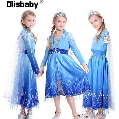 Carnival Disguise Girls Snow Queen Elsa Princess Dress for New Year Kids Party Elza Coat Wig Fancy Girl Costume Child Clothes
