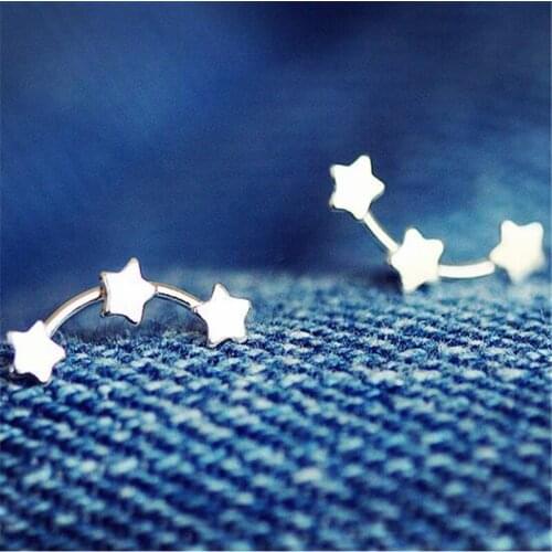 Creative Fashion New 925 Sterling Silver Jewelry Three Star Simple Personality Female Gift Stud Earrings SE153