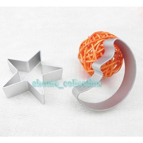 2pcs Moon and Star Shape Metal Cookie Cutter Candy Biscuit Mold Pastry Baking Tools for Sugarcraft Candy