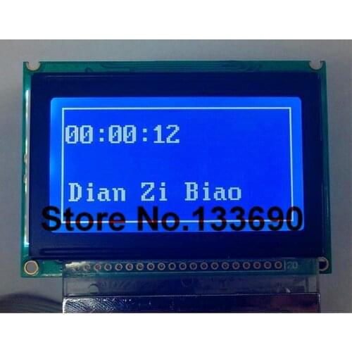 20pcs/lot 5V WG12864B 128x64 75mm x 52.7mm Dots Graphic Blue LCD Display module KS0107 KS0108 Compatible Controller New
