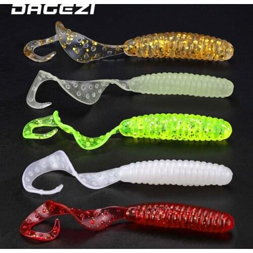DAGEZI 3Pcs/lot Soft Fishing Lure 2g/4cm Luminous Soft Lure Maggot Worm Single Tail Worm Soft Bait Carp Fishing Tackle
