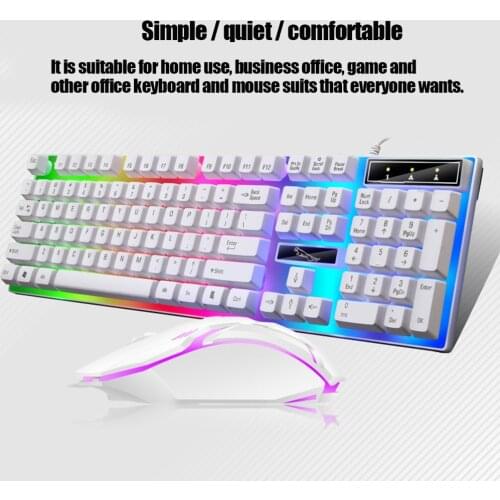 Wired Gaming Keyboard and Mouse Set Colorful LED Backlit USB Gaming Keyboard Mouse for Laptop PC Gamers ND998