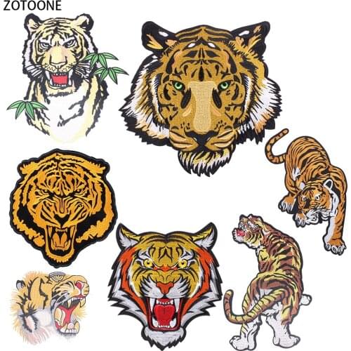 ZOTOONE Big Tigers Back Patch on Clothing Vintage Iron on Patches for Clothes Appliques Punk Print on T-shirt DIY Applications E