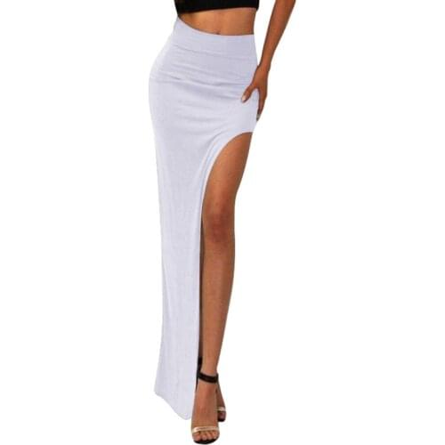 New Fashion Charming Sexy Women Lady Long Skirts Open Side Split Skirt Long High Waist High Slit Maxi Skirt Black