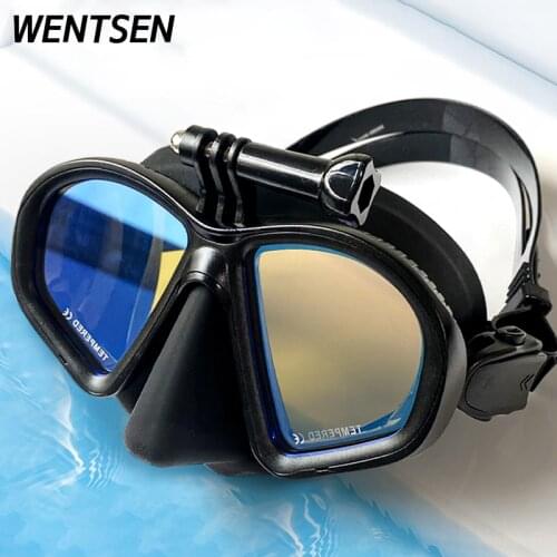 2021 New gopro free diving mask professional black deep water full face masks equipment scuba dive goggles myopia lens