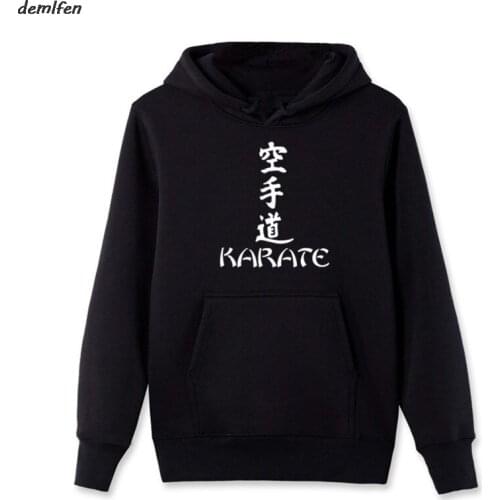 New KARATE Cool Kanji Japanese Character Print Hoodie Fashion Fleece Men Sweatshirt hip hop hoody jacket harajuku