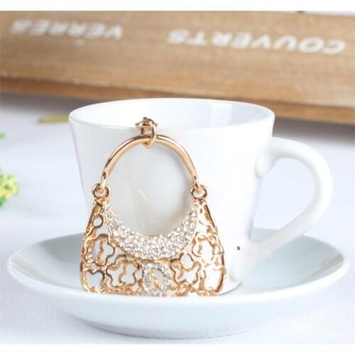Adorable Lady Handbag Fashion Creative Cute Crystal Charm Purse Handbag Car Key Keyring Keychain Party Wedding Birthday Gift