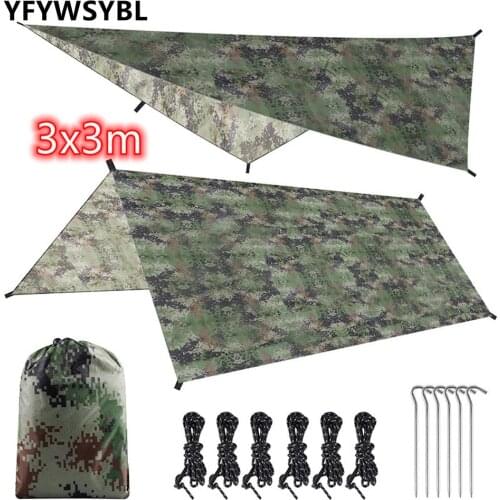 3x3m Tourist Awning Canopy Tarp Tent Shade Garden Canopy Sunshade Outdoor Camping Hammock Waterproof Camouflage Shelter