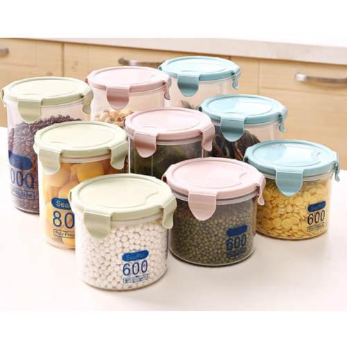 600/800ml Kitchen Storage Box Sealing Food Preservation Plastic Whole Grains Organizer Fresh Fruit Pot Container