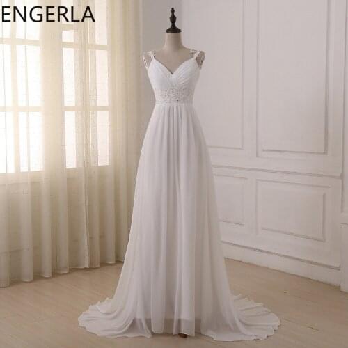 2021 New Beach Wedding Dress Vestido De Noiva In Stock Plus Size Spaghetti Straps Beading Chiffon Gowns Bridal Dresses