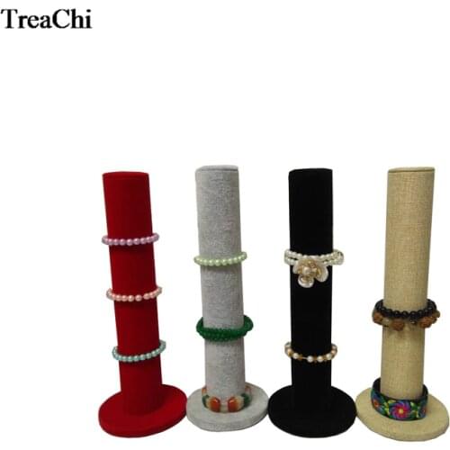 Portable Velvet Bracelet Hair Accessory Storage Rack Vertical Bangle Watch Chain Jewelry Organizer Holder Bar Column Stand