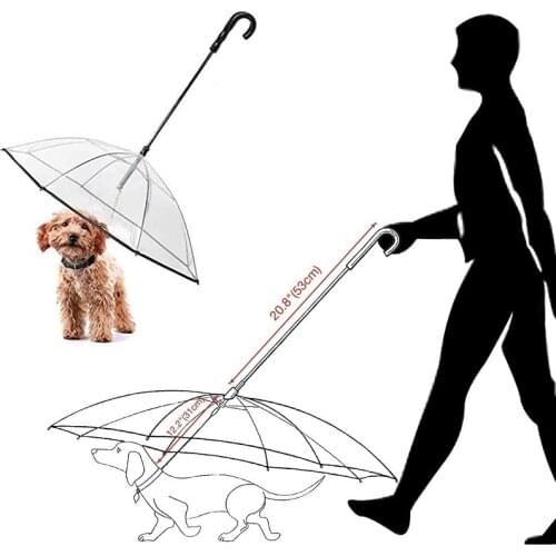Telescopic Handle Transparent Pet Umbrella With Dog Leash for Rain Walking Umbrellas Waterproof Cat Supplies Pet Products