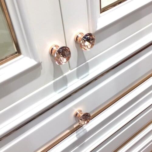Rose Gold Rhinestone Door Knob Cabinet Drawer Cupboard Wardrobe Pull Handle Kitchen Cabinet Handles Modern Style Furniture Pulls