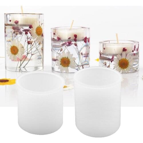 DIY Crystal Epoxy Resin Mold Candle Holder Large Medium And Small Aromatherapy Candle Tray Mirror Silicone Candle Mold JU0271
