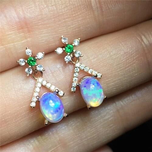 100% NATURAL ETHIOPIAN WELO FIRE OPAL CABOCHON Stud earring