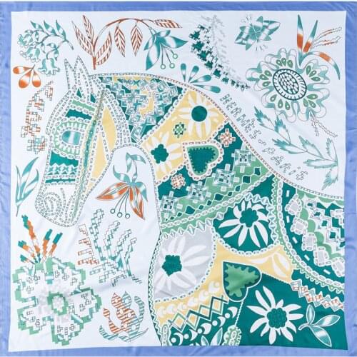 New Large Square Scarf 130*130cm Women Pashmina Horse Design Fashion Shawl OVERSIZED Scarves Women GIFT