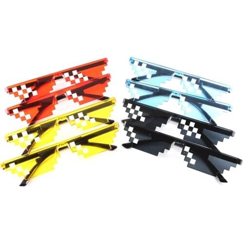 NEW Funny Black 8 Bits Mosaic Sunglasses Oculos Deal With It Cool Thug Life Pixels Cartoon Glasses Fancy Party