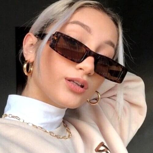 Retro Brand Rectangle Sunglasses Women Luxury Designer Narrow Square Sun Glasses Men Funny Shades Small Leopard Oculos De Sol