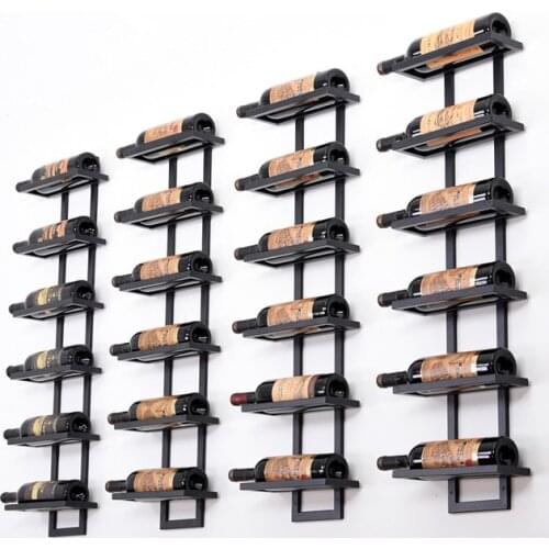 Modern Iron Wall-mounted Wine Holder Simple Hanging Wine Rack Holder Iron Art Wine Support Cabinet Flat/Tilted Types 2-6 Bottles