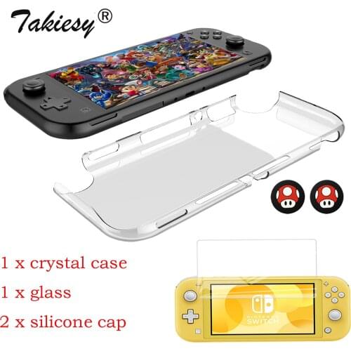 Glass +Crystal Transparent Case For Nintend Switch Lite Protection Cover shell For nintend switch lite mini