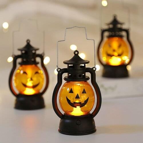 LED Halloween Pumpkin Ghost Lantern Lamp DIY Hanging Scary Candle Light Halloween Decorations for Home Horror Props Kids Toy