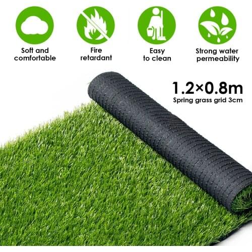 Lawn Decoration 1.2X0.8M Spring Grass Grid 3 Cm Artificial Grass Pet Lawn Mat PP Strawberry/Leopard House Dog