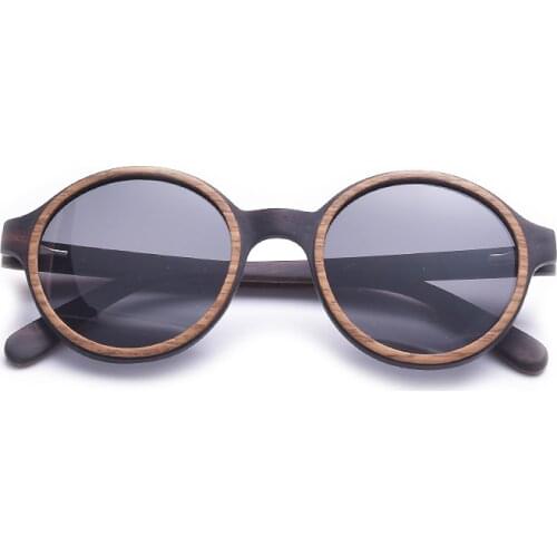 Unique Two Toned Round Wood Sunglasses For Men and Women Polarized Lens Handmade Wooden Sun Glasses With Case